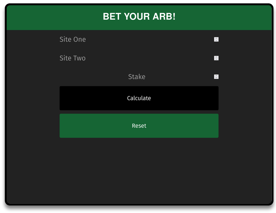 1 Tablet displaying the Bet Your Arb app in action.